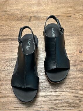 Corkys Black Open-Toe Slingback Wedge Sandals Volta II